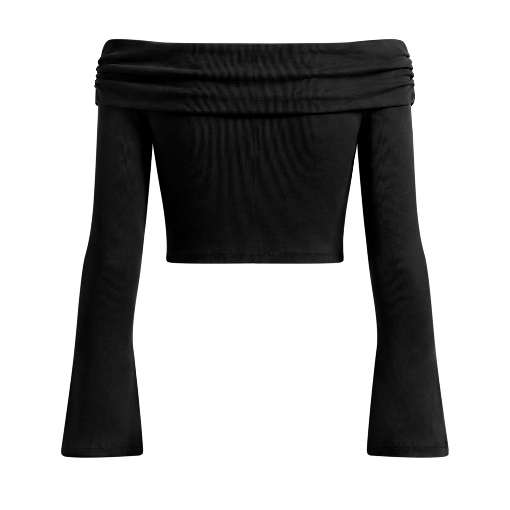 Off-the-Shoulder Sleeve Crop T-Shirt