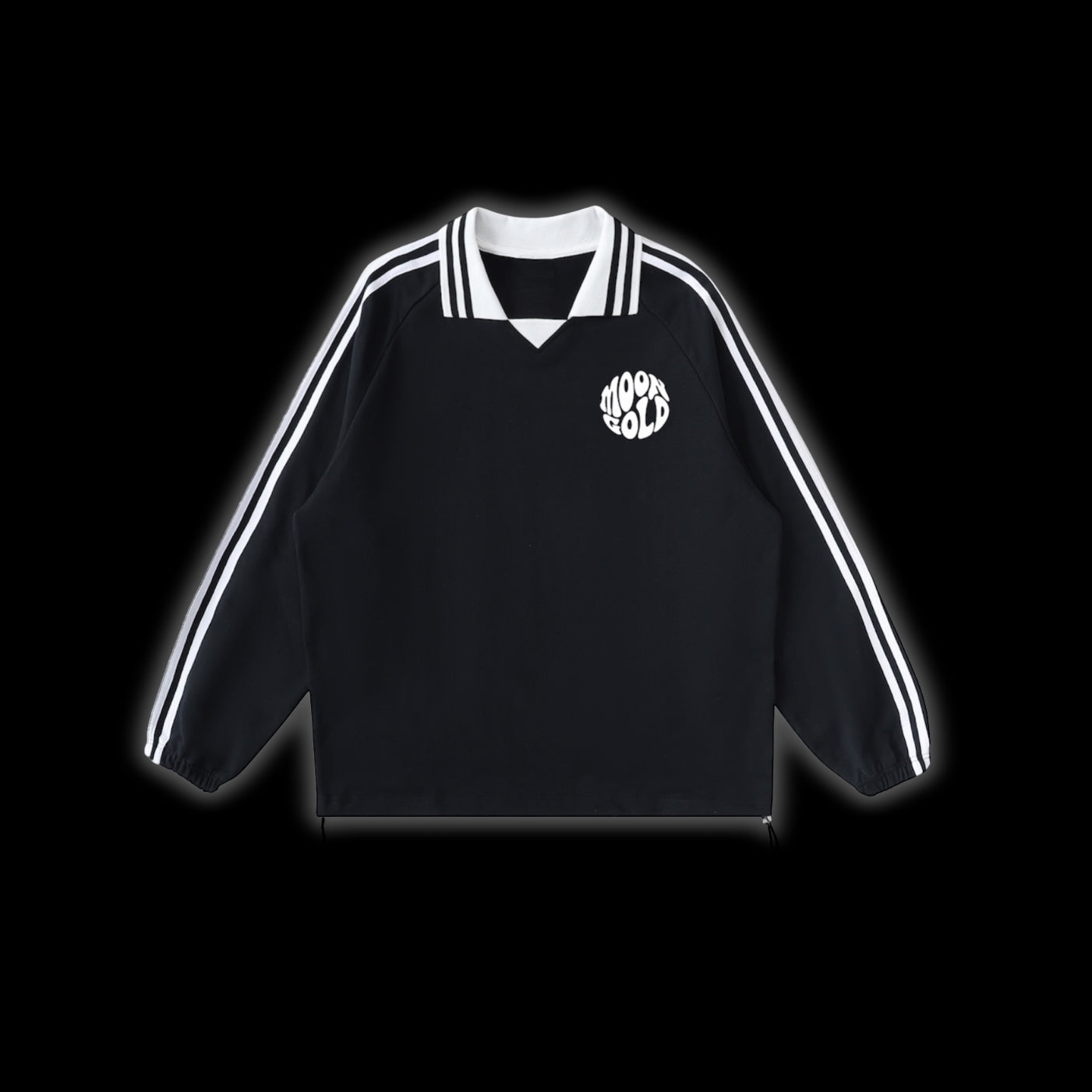 Contrast Striped Lapel Collar Sweatshirt