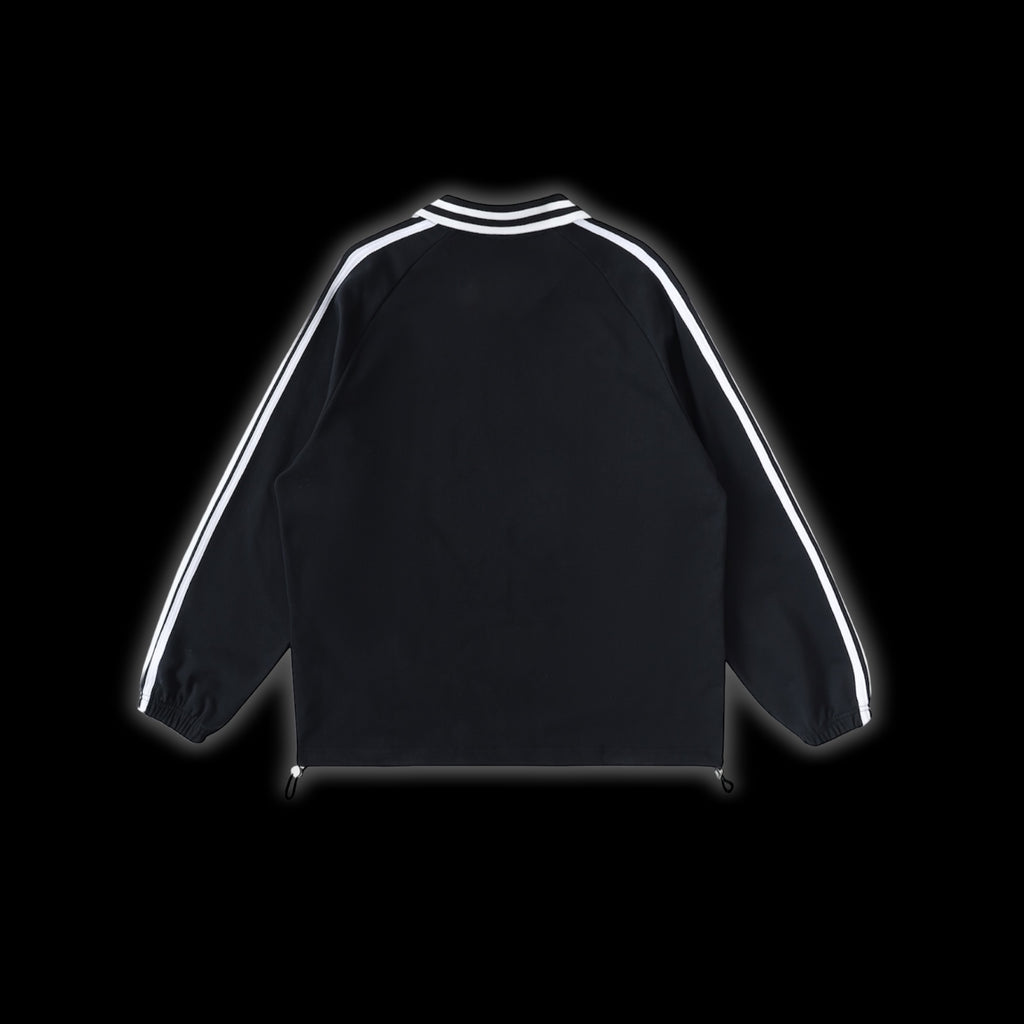 Contrast Striped Lapel Collar Sweatshirt