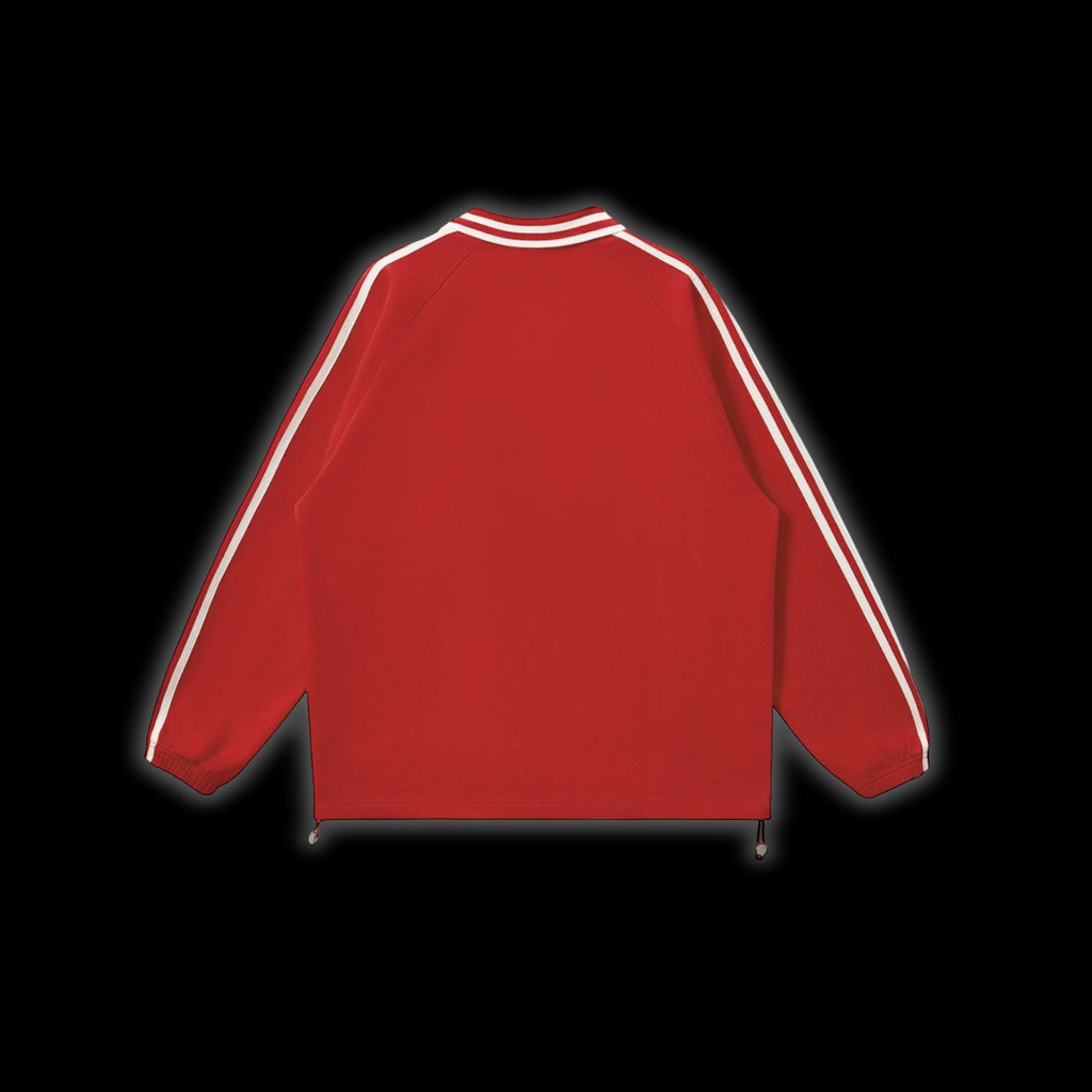 Contrast Striped Lapel Collar Sweatshirt