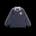 Contrast Striped Lapel Collar Sweatshirt