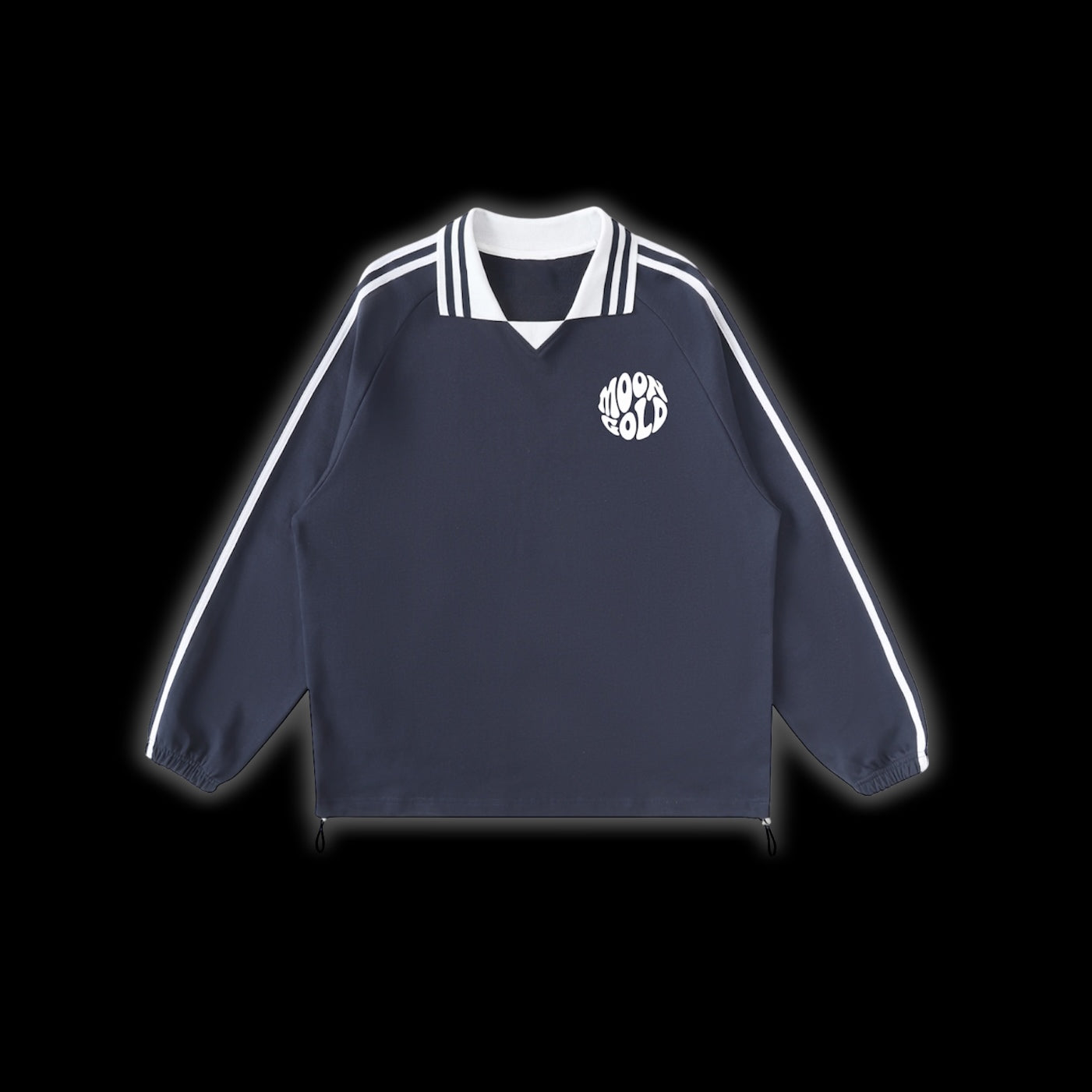 Contrast Striped Lapel Collar Sweatshirt