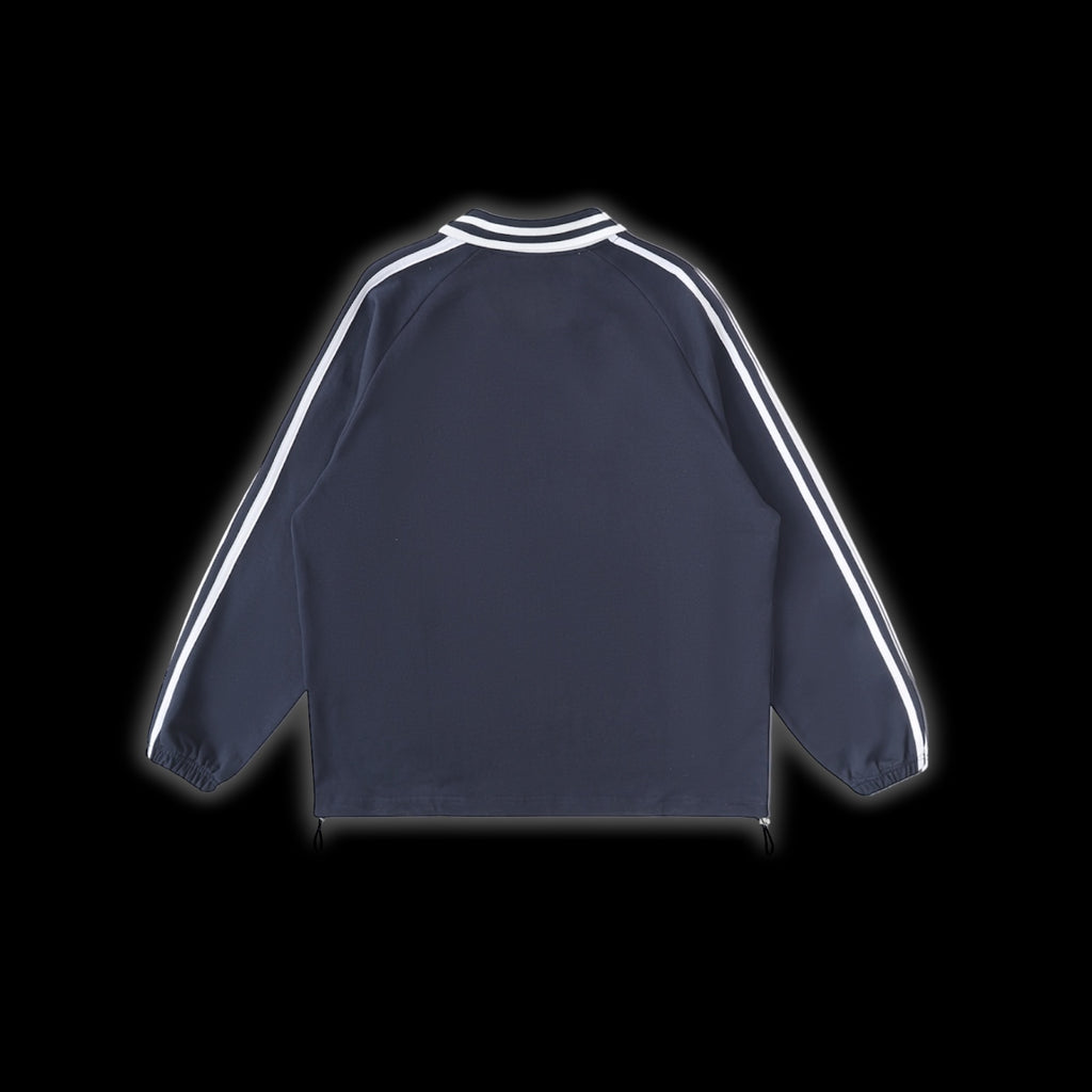 Contrast Striped Lapel Collar Sweatshirt