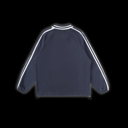 Contrast Striped Lapel Collar Sweatshirt