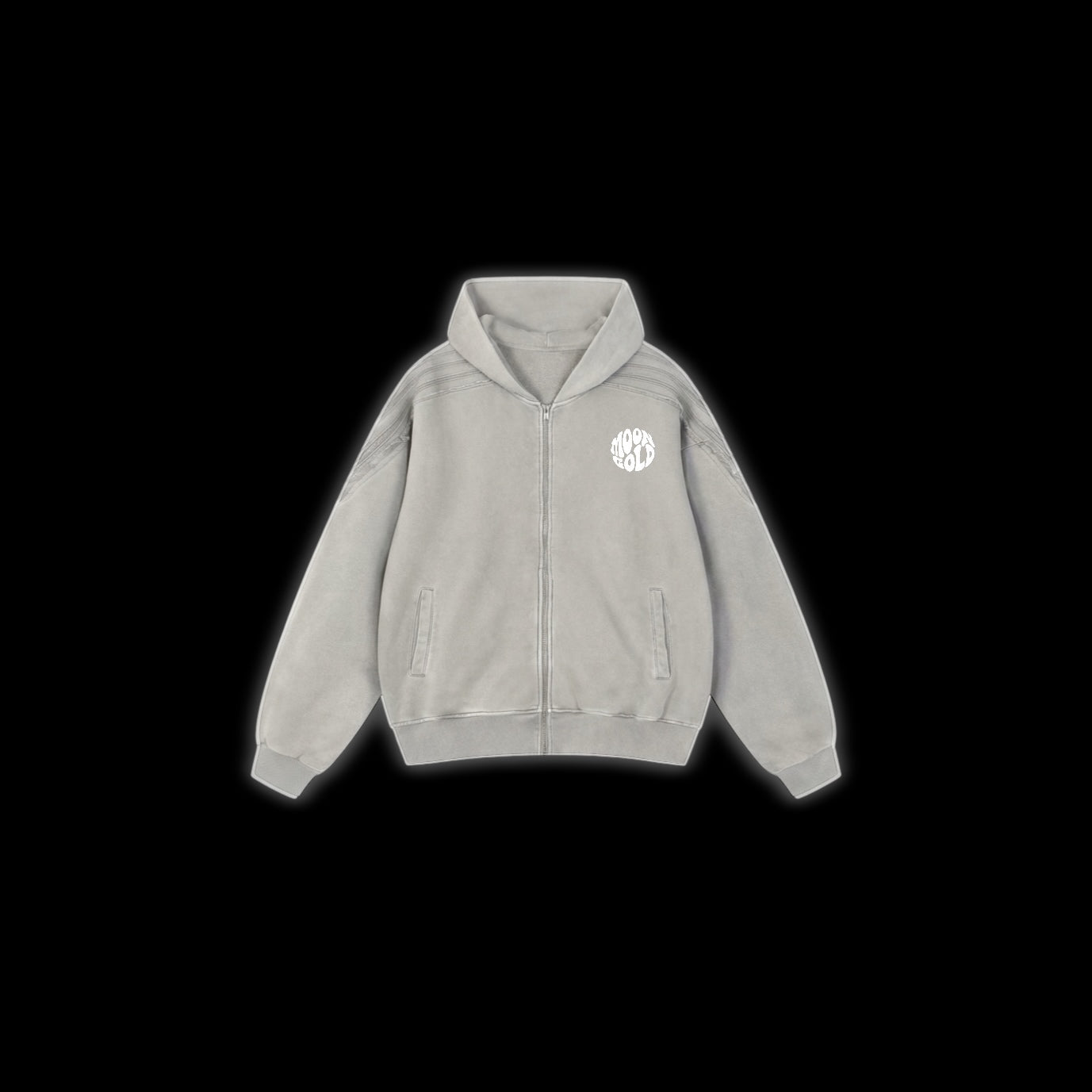 Snow Washed Tape Raw Edge Zip Hoodie
