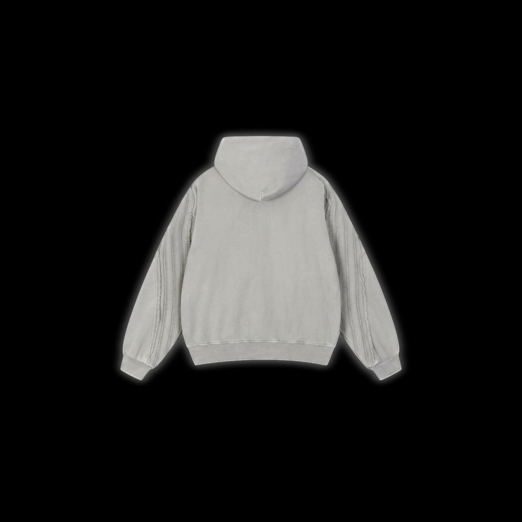 Snow Washed Tape Raw Edge Zip Hoodie
