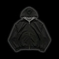 Contrast Plaid Boxy Zip Hoodie