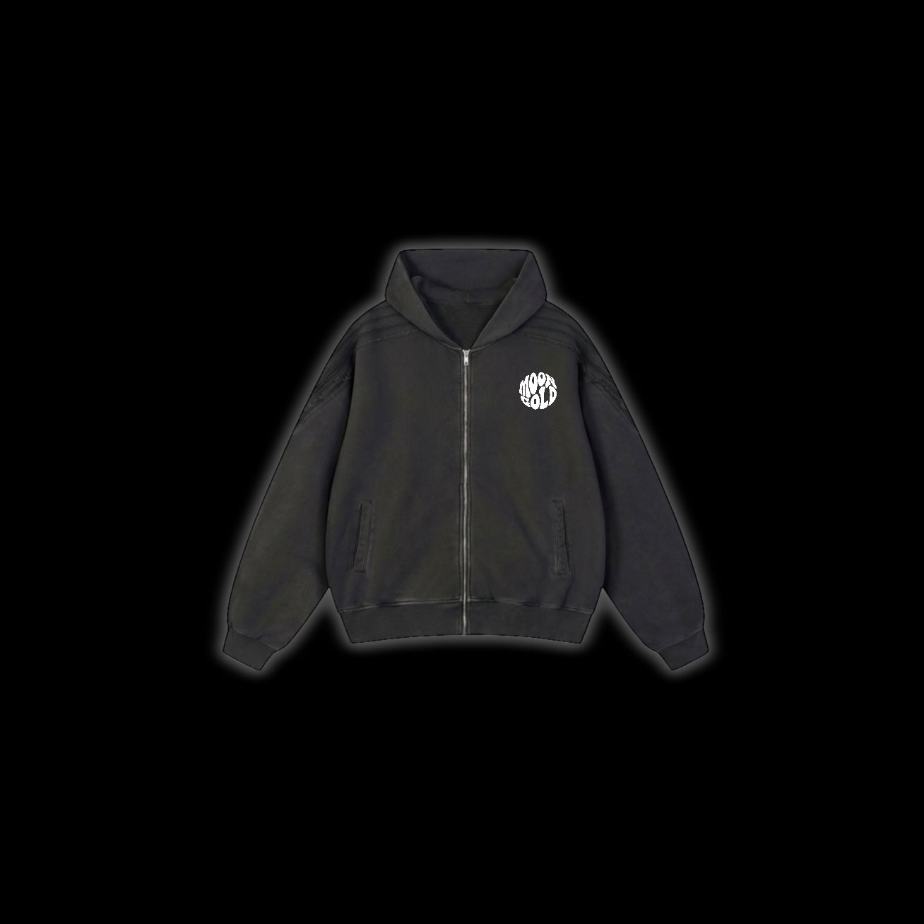 Snow Washed Tape Raw Edge Zip Hoodie