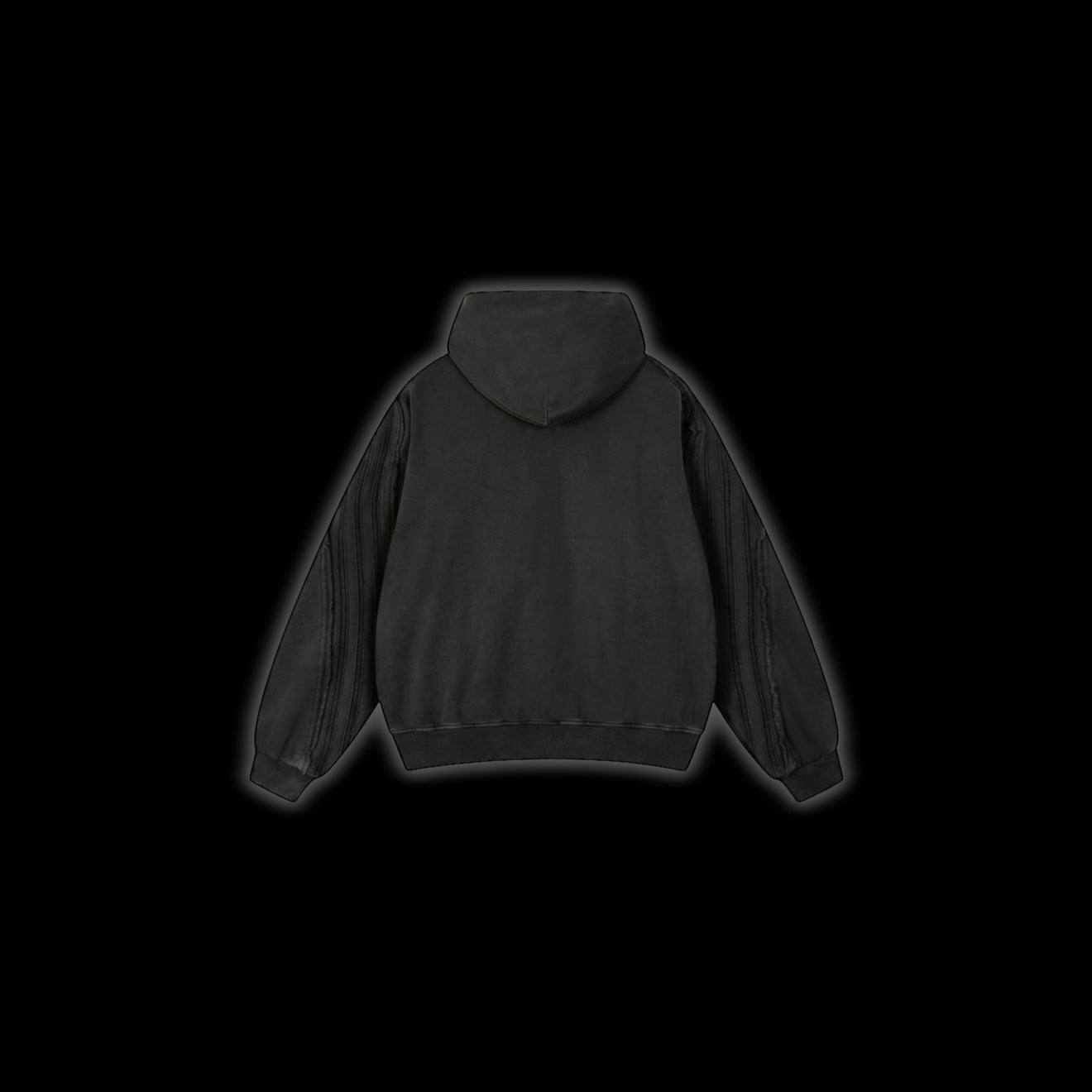 Snow Washed Tape Raw Edge Zip Hoodie