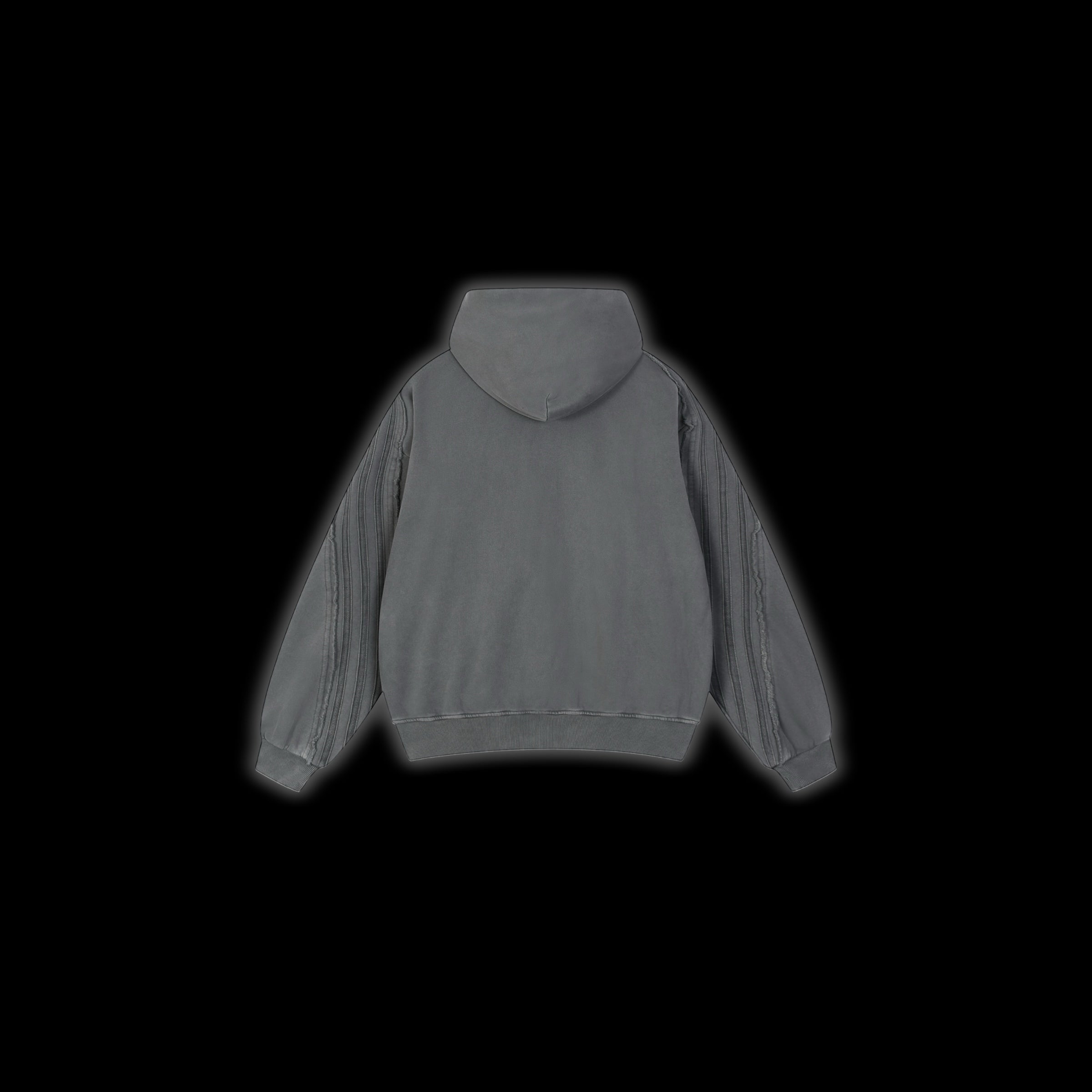 Snow Washed Tape Raw Edge Zip Hoodie