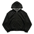 Contrast Plaid Boxy Zip Hoodie